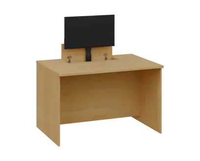 PLVM 18 - 12 stůl kancelářský s výsuvem (1x) monitoru, dřevěná podnož, deska 18 mm, široký 1200 mm, javor horský